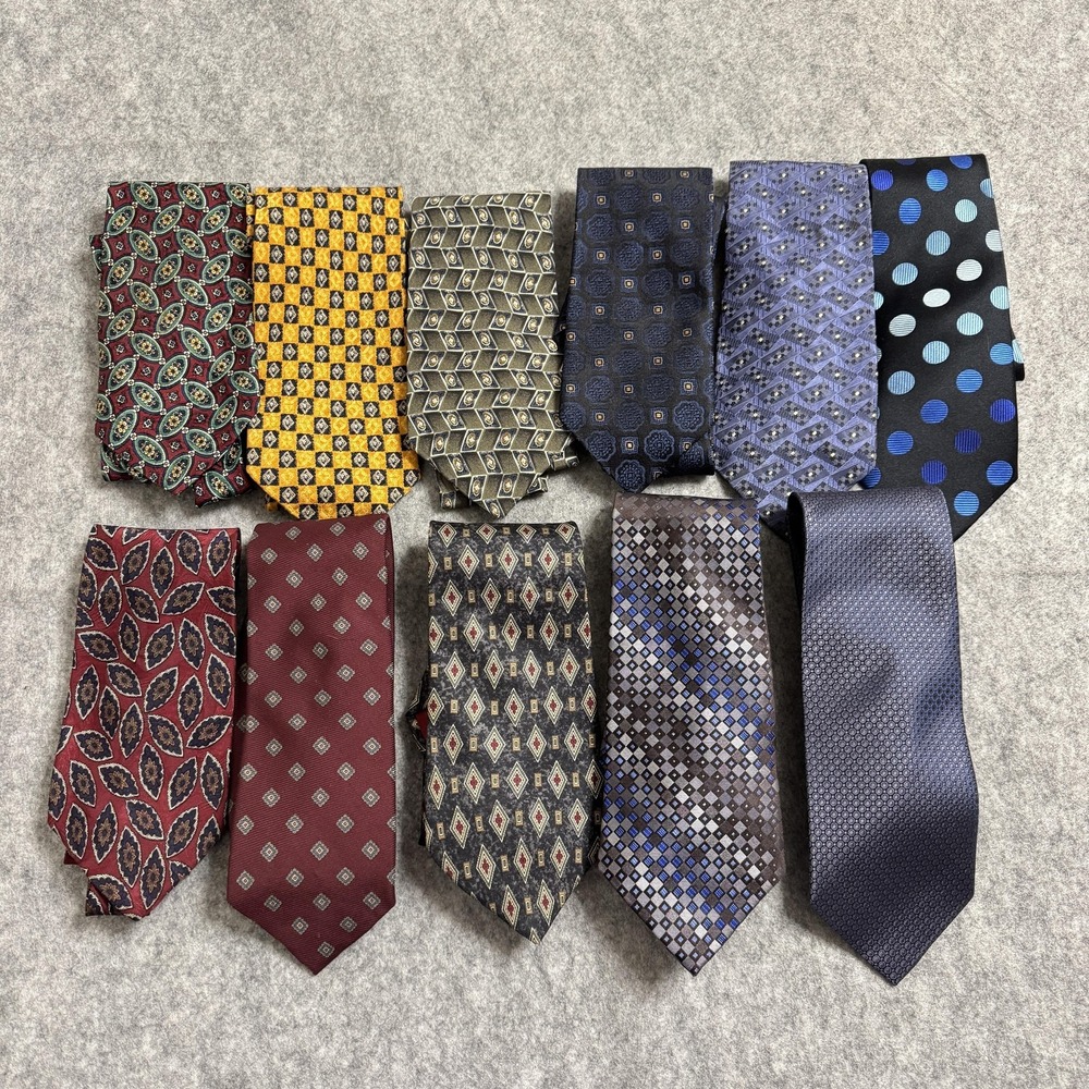 Mens Tie Bundle Lot 11 Silk Geometric Paisley Assorted Business